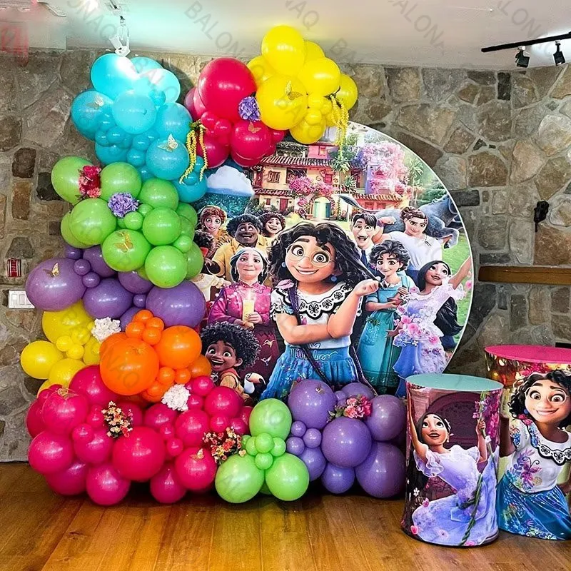 124pcs Encanto Isabella Balloons Arch Garland Kit Birthday Party Supplies Flower Foil Balloons 3D Butterfly Stickers For Girls