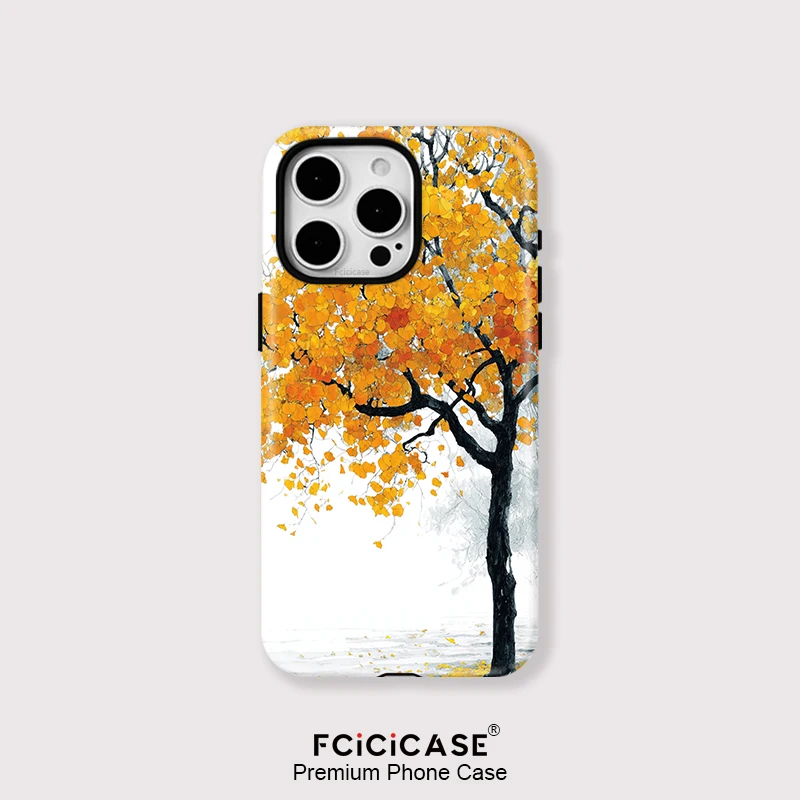 Fcicicase Tree Print Pattern Case For iPhone 16 15 Plus 14 13 12 Pro Max 11 2 in 1 Magnetic For Magsafe Wireless Charge Cover