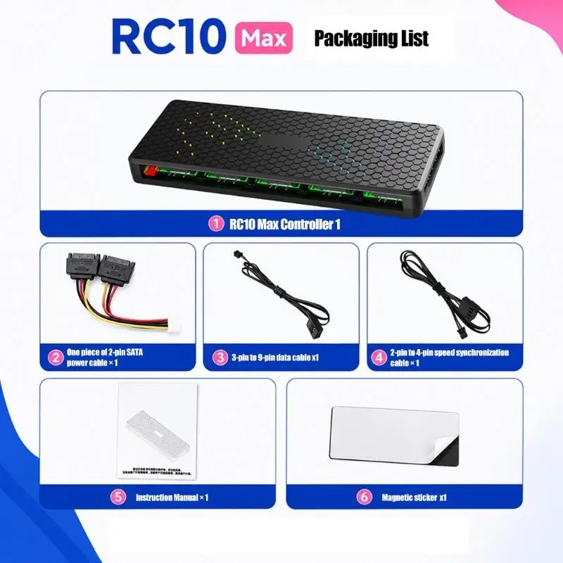 31BA Desktop ARGB and Fan Distribution Controller with 12 Lighting Channels, 10 Cooling Channels, and Support for 64-Bit OS