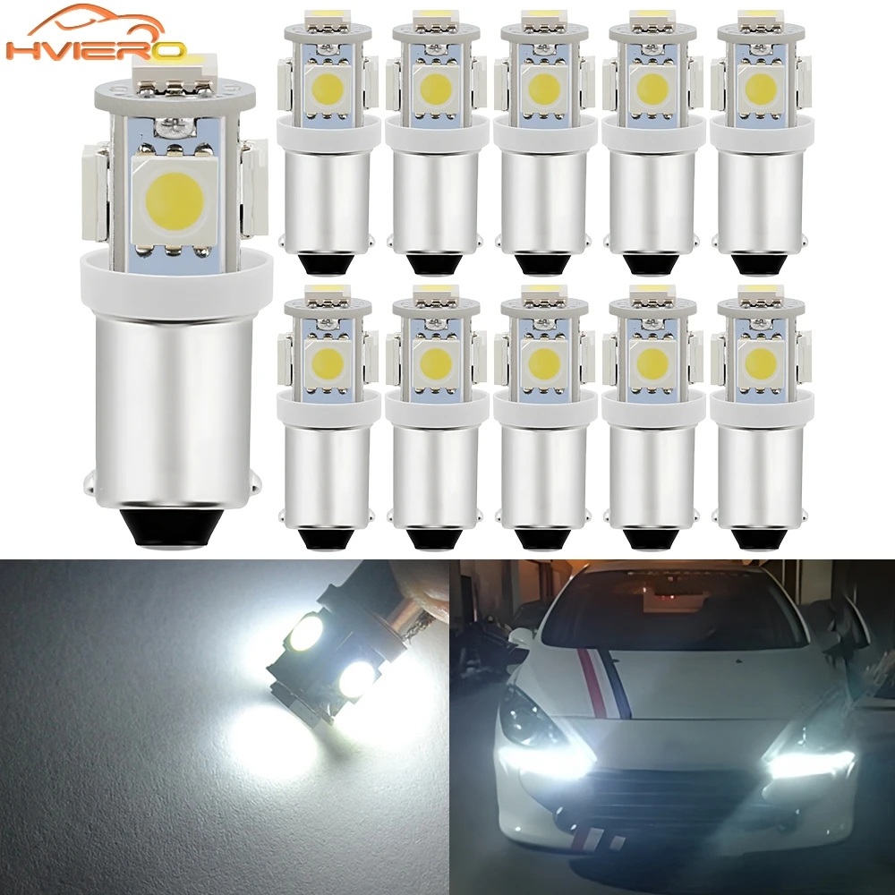 

10X BA9S Купольная дверная лампа для чтения карт 5SMD 5050 Автомобильный светодиод 12 В Белый Красный Боковой габаритный фонарь Клиновой номерной знак Тормозной указатель поворота