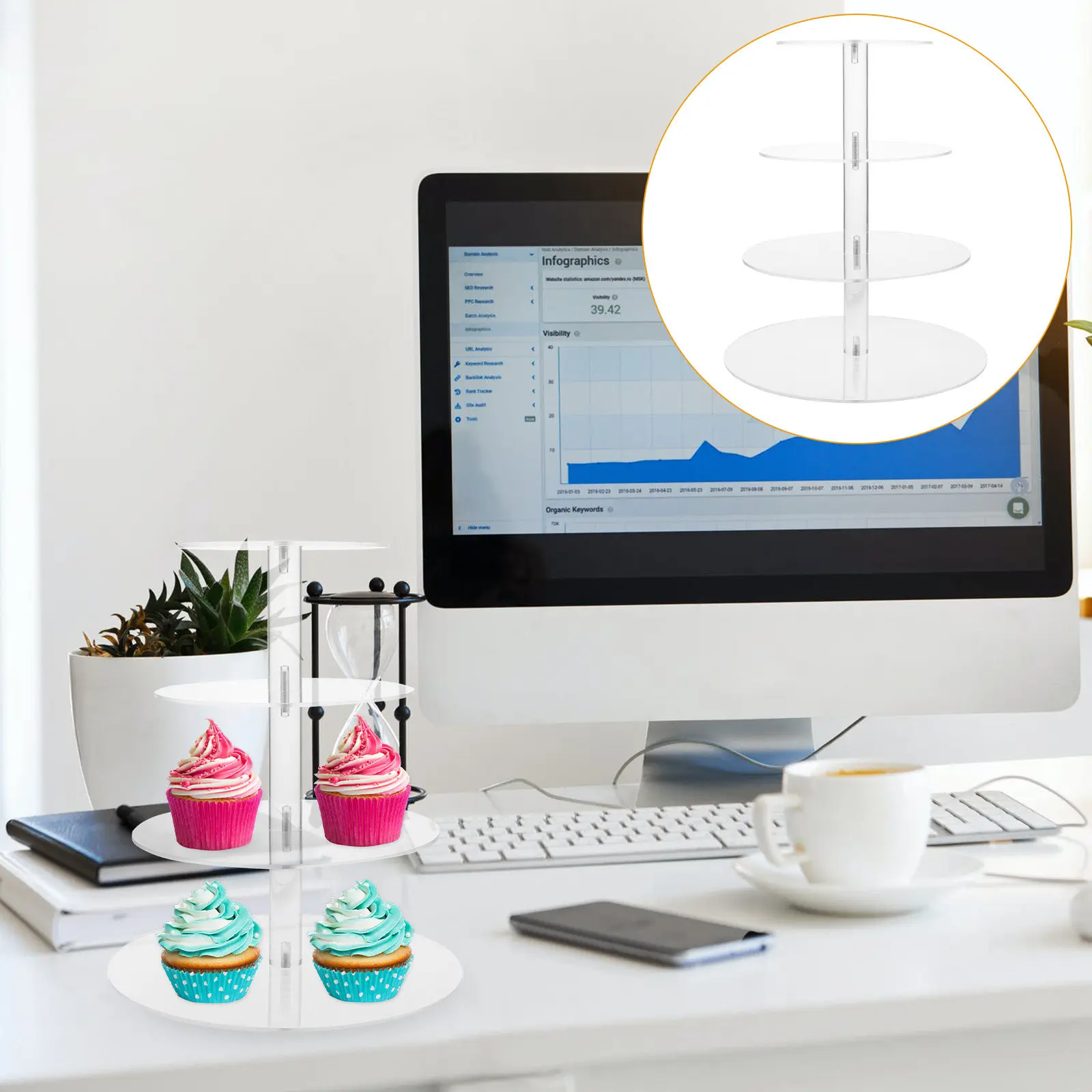 

1 комплект 4-ярусной акриловой подставки для торта, прозрачный многоярусный держатель для капкейков для свадьбы, дня рождения, детского праздника, поднос для демонстрации десертов