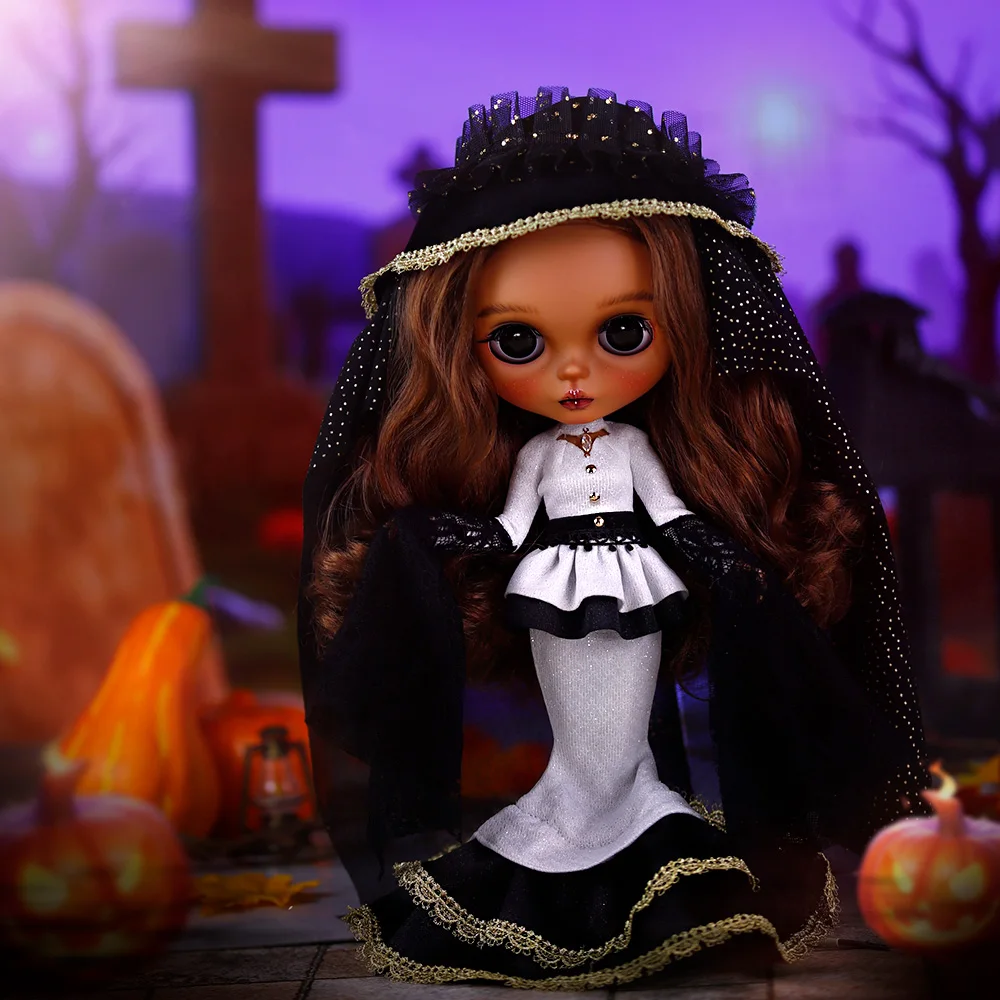 Lady Moore ICY DBS Blyth Doll Matte Face Dark Skin 1/6 BJD Azone S Anime Halloween Custom Art Collection
