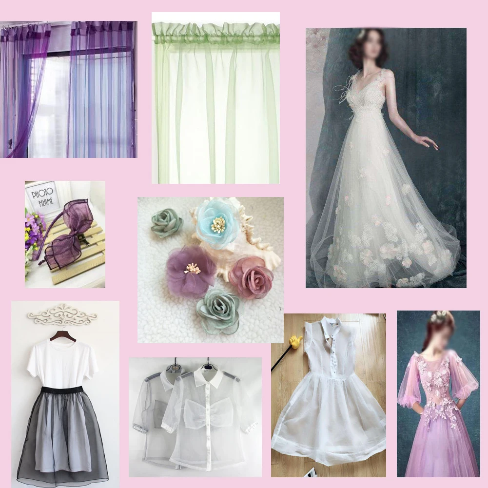 Organza Sheer Gaze Tecido, Wedding Arch Decoração, Costura DIY, Toalha De Mesa Em Casa, Cortina, Crystal Tulle Roll