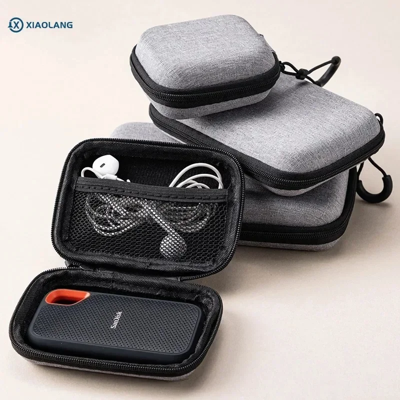 Portable Mini Data Cable Storage Bag Round Earphone Organizer Digital Gadget Case Charger U Disk Protection Box Zipper Pouch