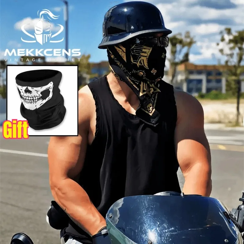 Vintage Motorrad Cruiser Halbschalenhelm im deutschen Stil für Herren und Damen – Persönlicher Motorradhelm für Elektrofahrzeuge