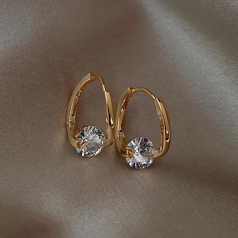 

Korean Fashion Zircon Drop Earrings For Women Jewelry 2026 Trending New Luxury Women's Geometric Hoop Earrings Pendientes Gifts
