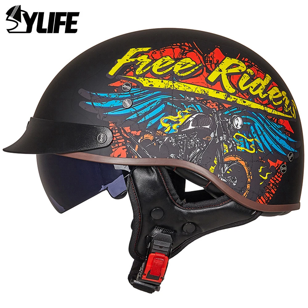 

Men Motorcycle Helmet Women Half Face Moto Helmet Anti-fall DOT Certification Scooter Vintage Biker Motorbike Crash Moto Helmet