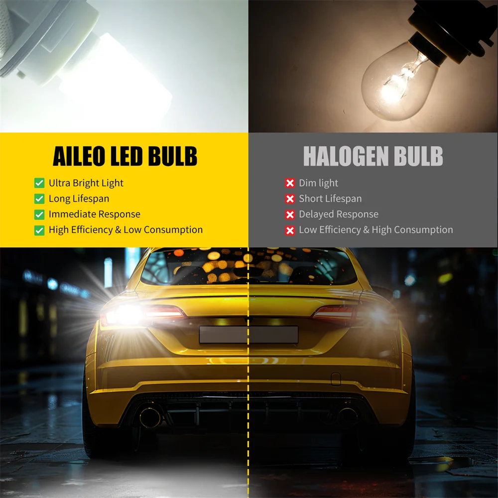 AILEO 2 قطعة أضواء Canbus وقف الفرامل 1157 P21/5 واط LED BAY15D LED 6000 كيلو لشركة فولكس فاجن باسات B5 B6 جولف عكس النسخ الاحتياطي النهار تشغيل DRL