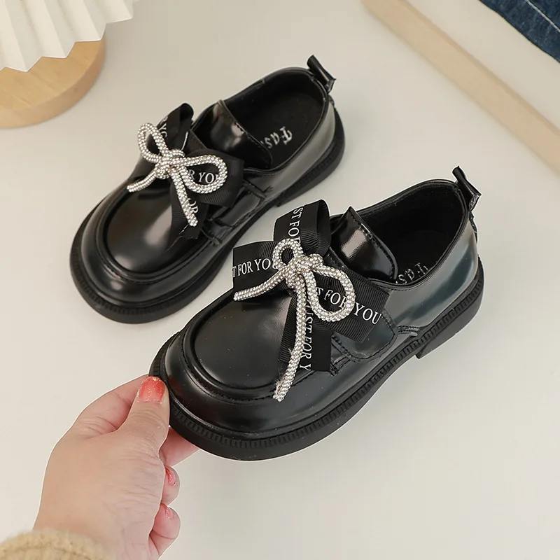 Girls' Small Leather Shoes 2024 New Spring and Autumn Soft Sole Loafers Children's Big Girl Princess Shoes