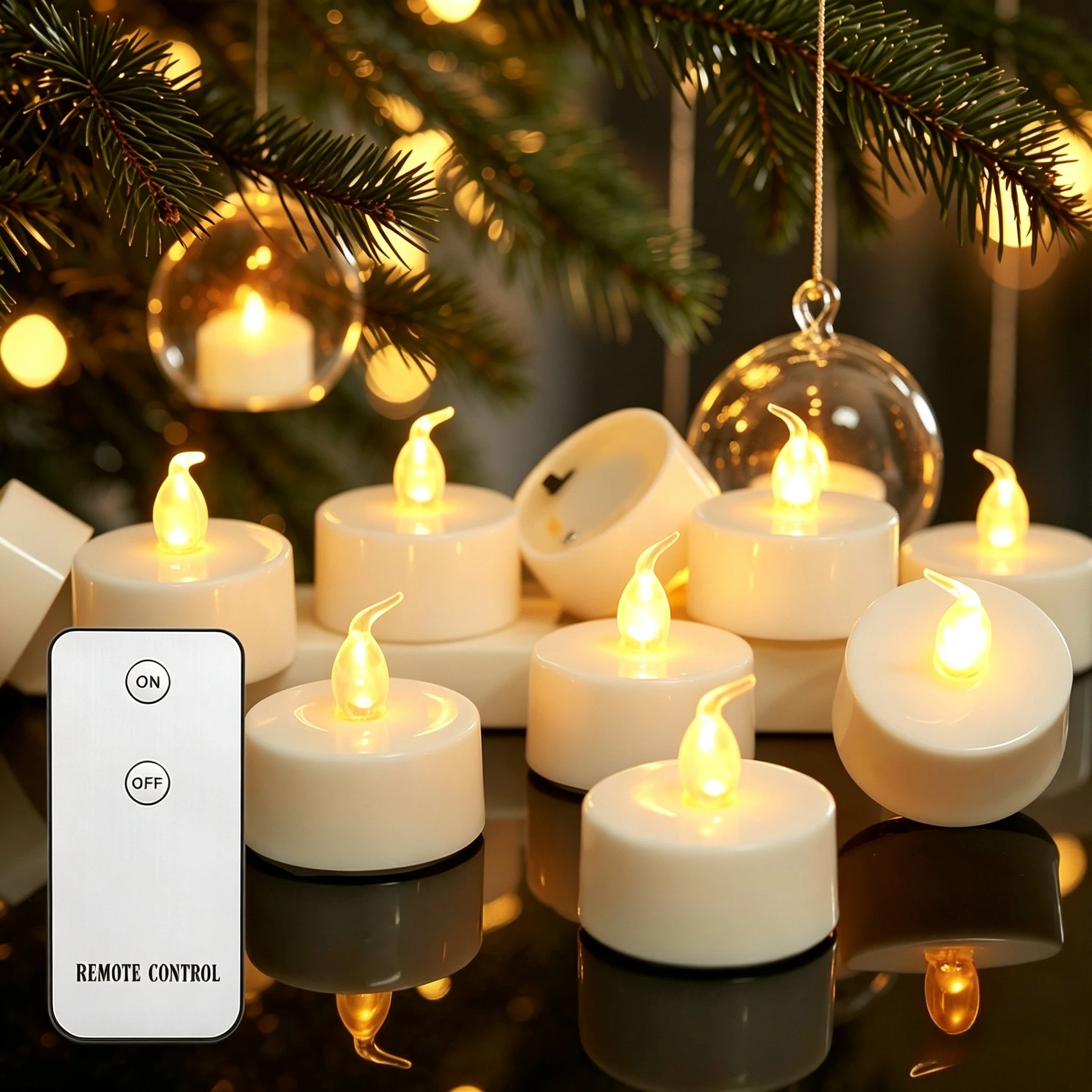 Led Tea Lights with On/Off Remote Control Flickering Flameless Candles Battery Operated Long Lasting 100+ Hours Electric Candles