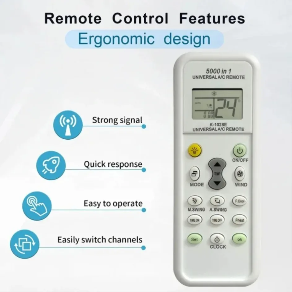 مكيف هواء عالمي 5000 في 1 جهاز تحكم عن بعد لـ LG Gree Midea توشيبا هاير دايكن هيتاشي شارب باناسونيك سامسونج سانيو