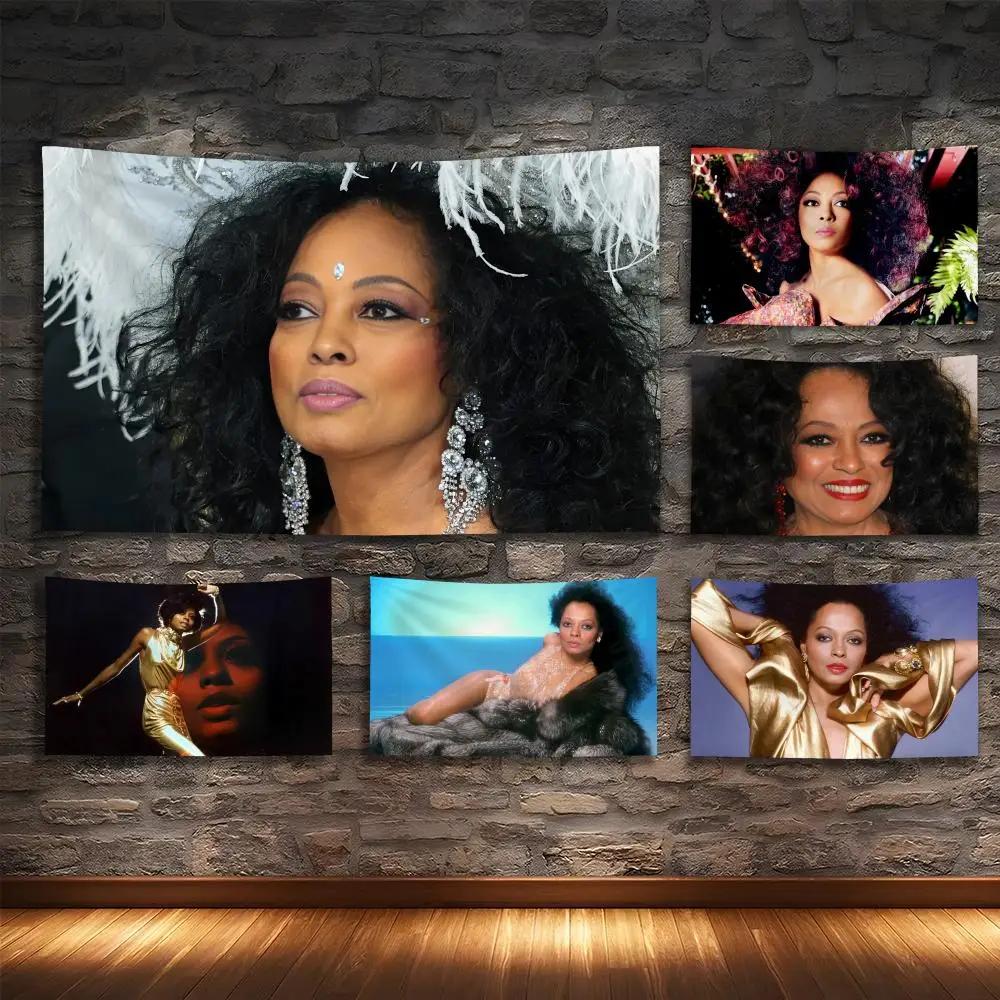 

D-Diana Ross Fans Tapestry Custom Living Bedroom Party Dormitory interior Wall bohemian Decoration Attached clip