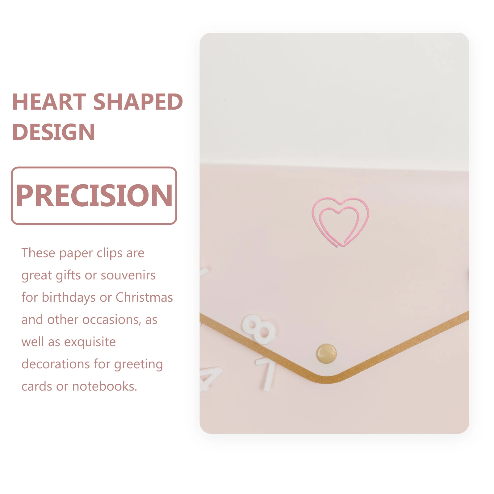 50 قطعة مشابك ورق رائعة على شكل قلب مشبك ملف معدني وظيفي لبطاقات المعايدة وأجهزة الكمبيوتر المحمولة ومستلزمات المكاتب المزخرفة