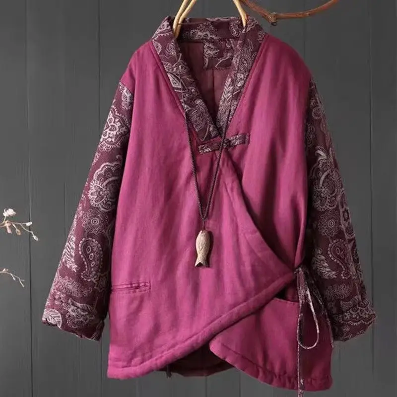 

Artistic Retro Cotton Linen Thick Warm Coat Women's Autumn And Winter 2025 New Chinese Ethnic Style Quilted Jacket Outwear ZT203