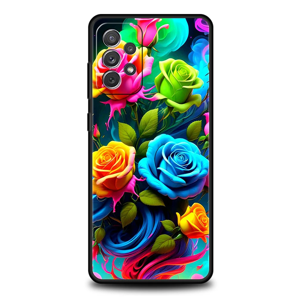 Bunte Blumen Handyhülle für Samsung Galaxy A55 A35 A15 A14 A25 A54 A51 A71 A72 A73 A32 A52 A52S A41 5G Silikonhülle Capas – Detail 3