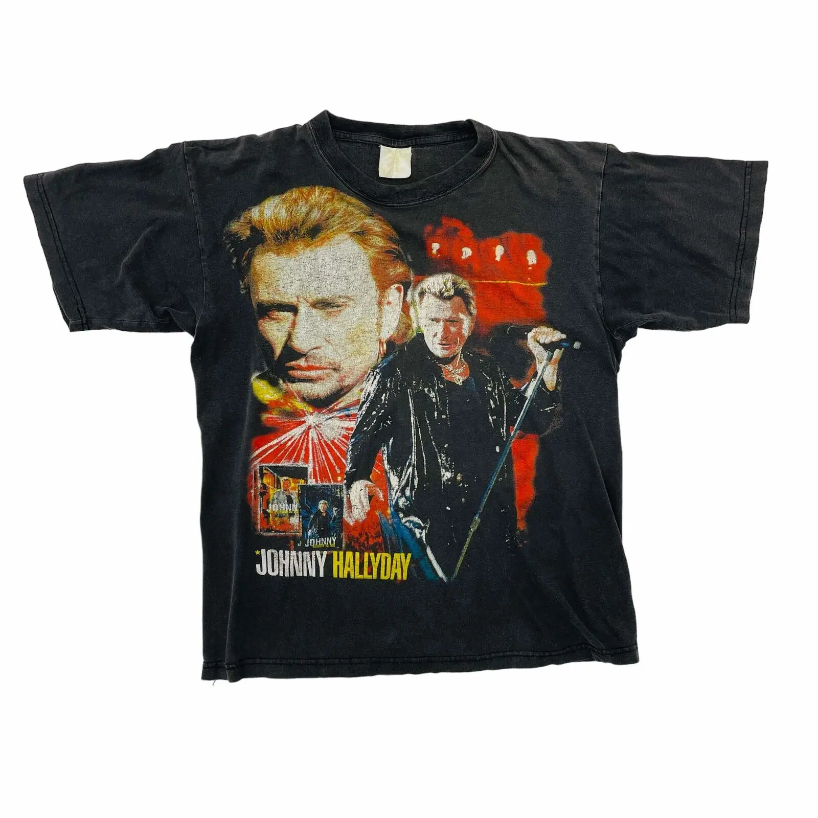 Vintage Johnny Hallyday T-Shirt  Funny Short Sleeve Tshirt Streetwear