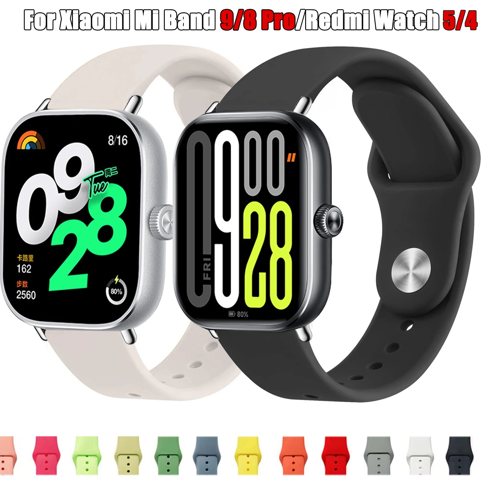 Soft Silicone Strap for Redmi Watch 5 4 Sports Wristband Correa Bracelet for Xiaomi Mi band 9 Pro/Band 8 Pro Replacement Belt