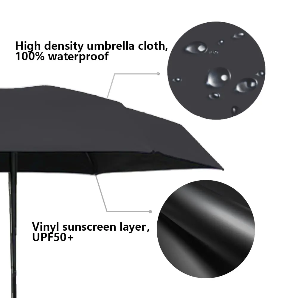 Mini Travel Sun Umbrella for Purse With Case,Small Compact UV Umbrella for Sun and Rain,Lightweight & Portable,Windproof Parasol