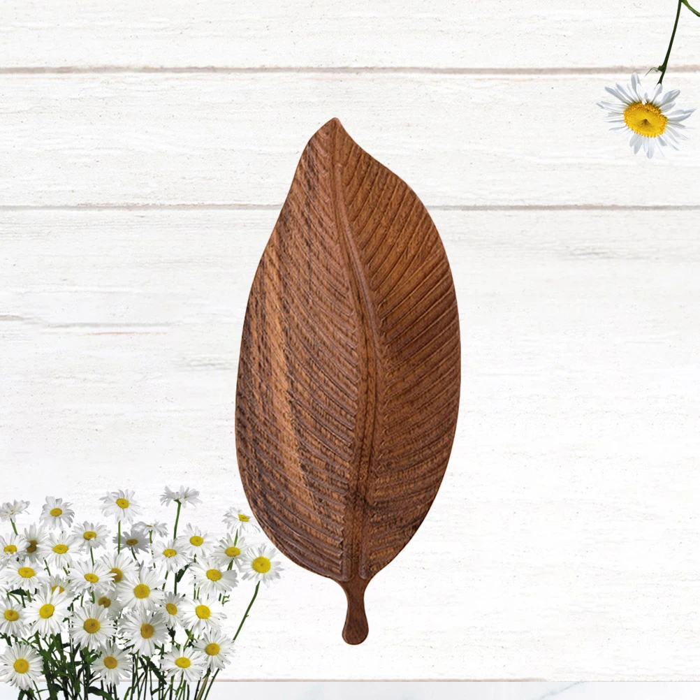 

Wooden Leaf Shaped Snack Plate 29.5X12.5Cm Solid Wood Fruit Tray For Home Party Picnic Dried Fruit Serving Dish Kitchen