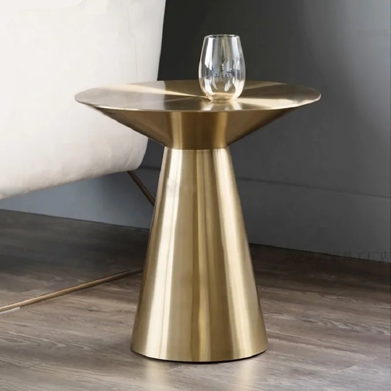 Luxo estilo nórdico mesa de chá de metal sala estar sofá mesa de canto dourado designer mesa de chá redonda dropshipping