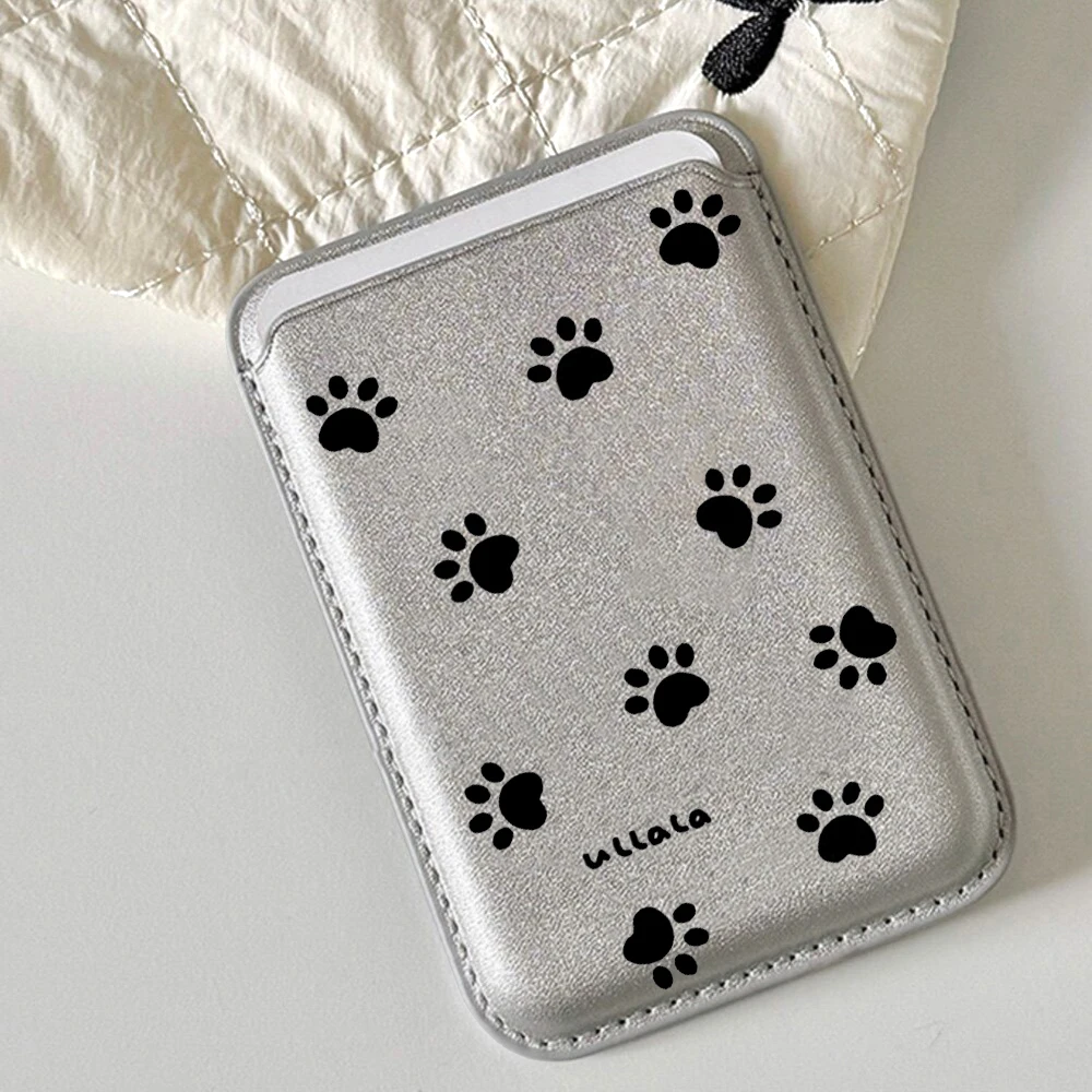 Katzen- und Hundepfoten-Leder-Kartenetui Handyhülle Kartenhalter für Magnetische Hülle Geeignet für alle iPhone Magsafe Karten-Handy-Rückseiten-Taschen – Detail 6