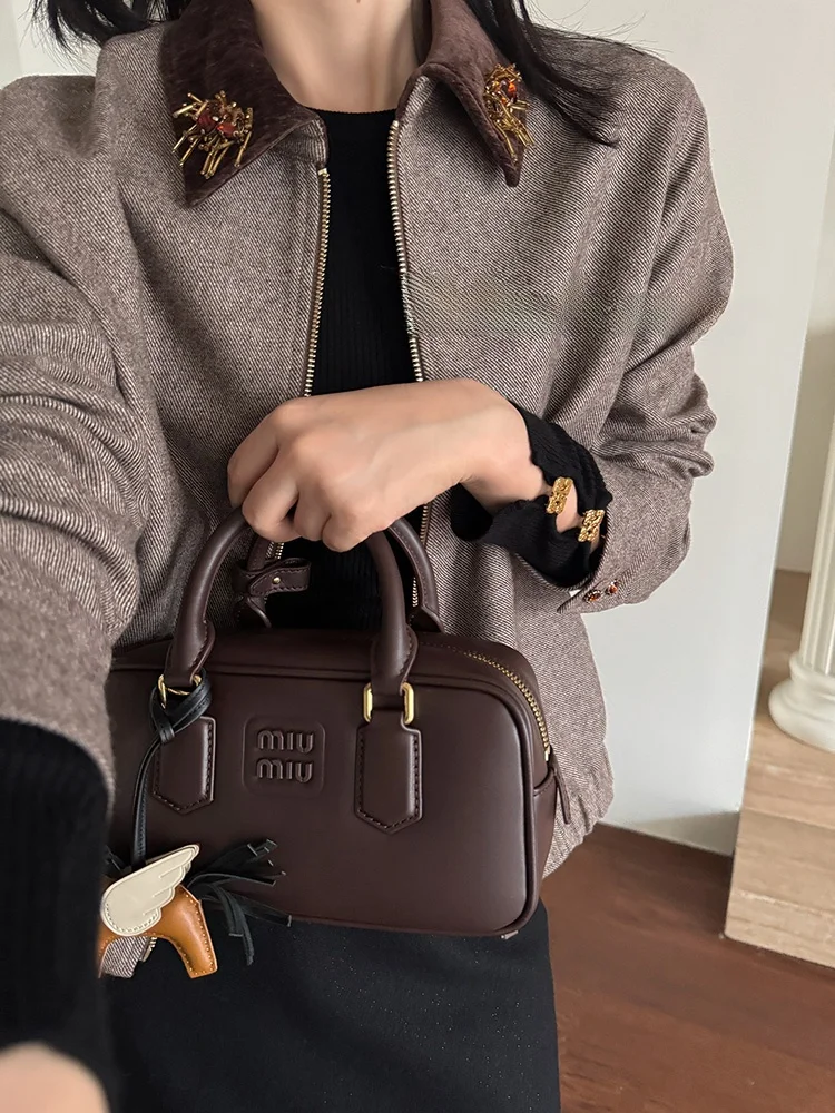 

Пальто Jiaoyang Miu Sle Old Money из шерсти ручной работы, теплое, утепленное, женское, с длинными рукавами, на молнии