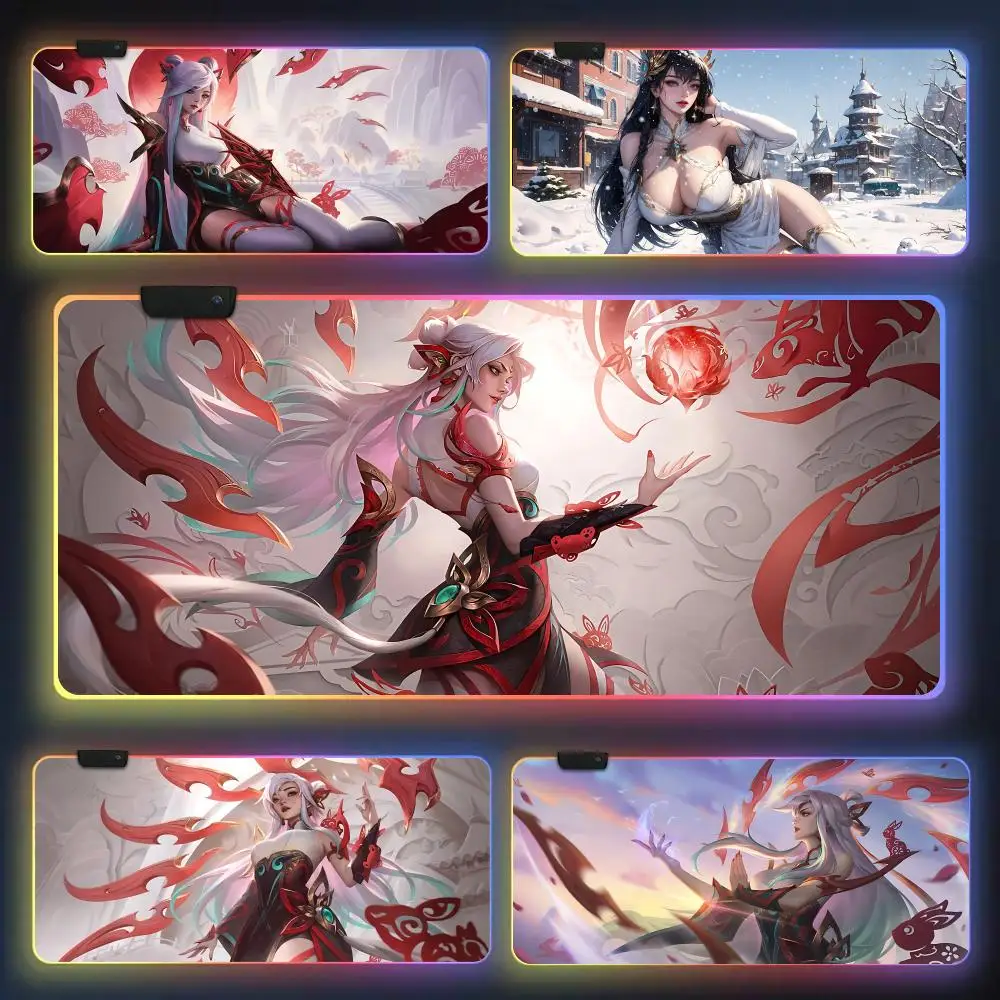 

HD League of Legends Irelia Mouse Pad CS-GO anime character luminous super large RGB office game competitive keyboard pad