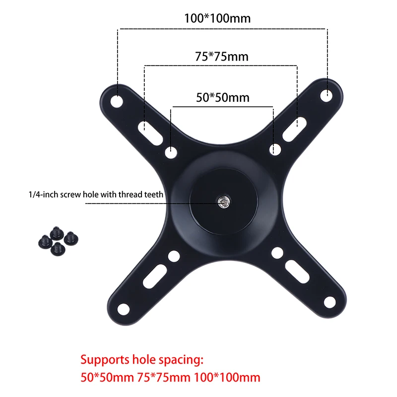1Set Portable Monitor Mounting Bracket Plate VESA 1/4 Inch Screw Hole To 100x100MM 75x75MM M4 Screw Set Wall Mount Holder