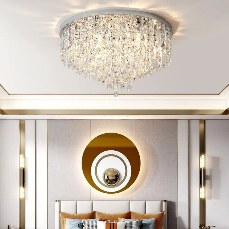 Modern Crystal Ceiling Light Luxury Postmodern LED Lamp for Living Room Bedroom Wholesale Home Lighting Decor