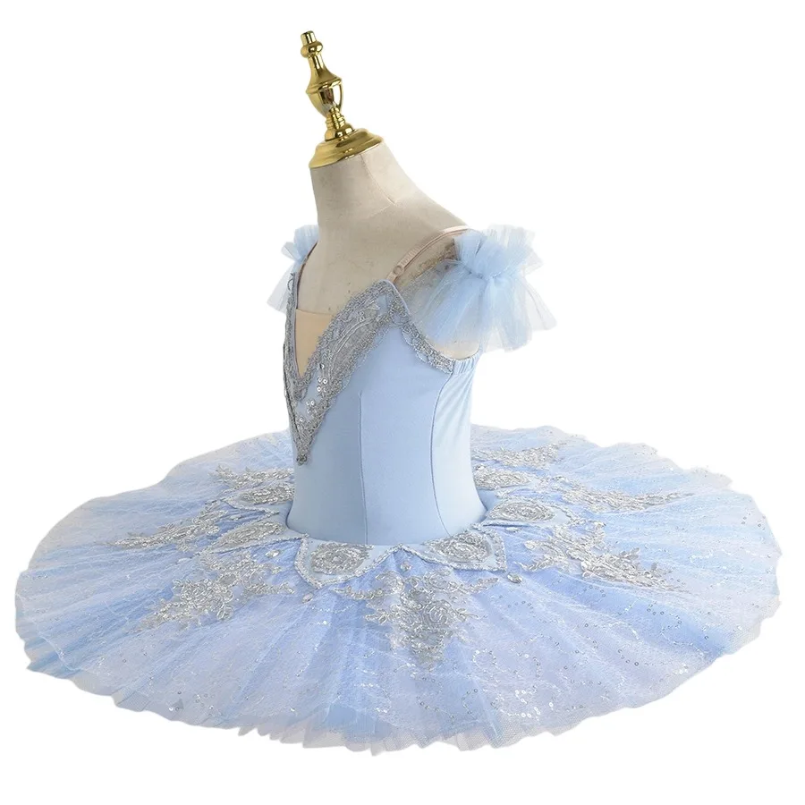 Blu Bambino Bambini Balletto Costume di danza Tutu di balletto professionale Ragazze Bianco Lago dei cigni Piatto Pancake Tutu Ballerina Abito da festa