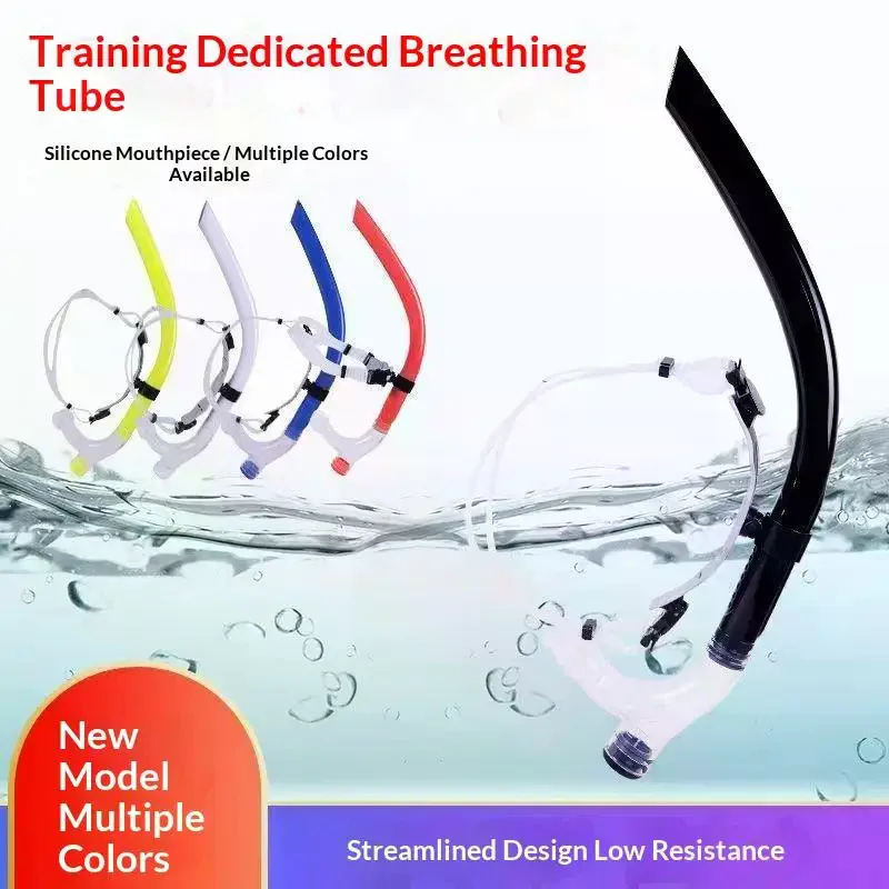 Swimming Snorkel Tube Front Mounted Diving Breathing Tube One-Way Purge Valve For Adults Swim Training Freediving