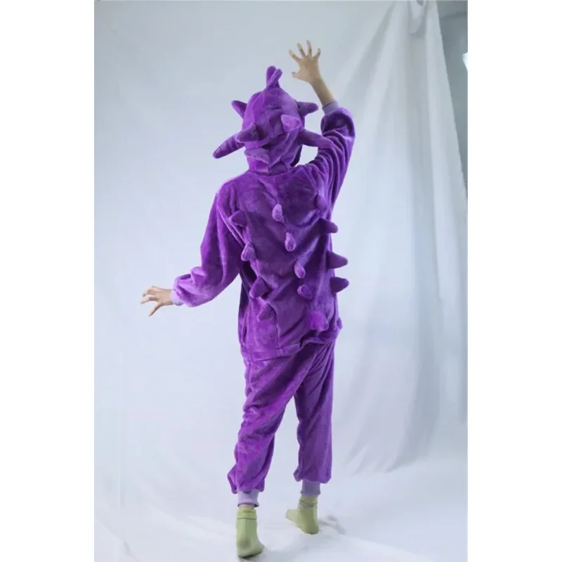 ZA01 TAKARA TOMY Gengar Costume Onesie Kigurumi Flannel Zipper Women Pajamas Anime Jumpsuit Homewear Halloween Party Set1Lm@
