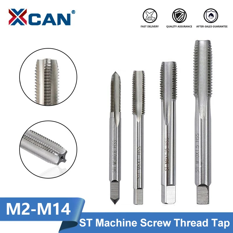 XCAN HSS Steel Screw Tap ST Right Hand Machine Plug Tap M2/M2.5/M3/M6/M10/M12/M14 Metric Tap Hand Tools