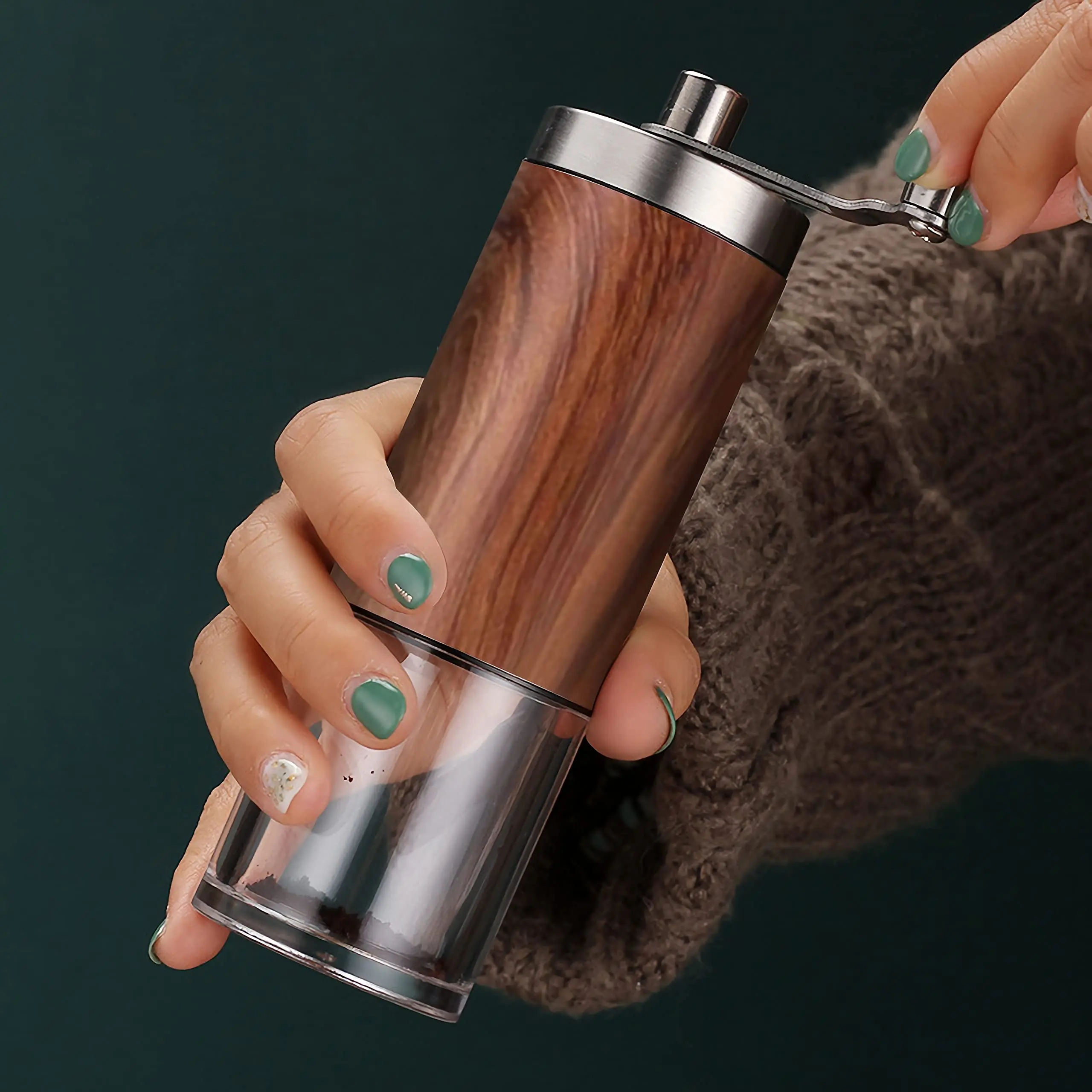 Manuelle Kaffeemühle aus Edelstahl, verstellbare Einstellungen, Bohnenmühle für Camping, geeignet für Kaffeeliebhaber, Camping, Familie