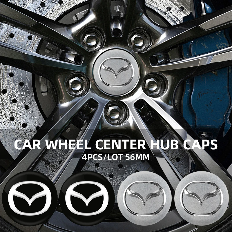 4 peças 56mm Emblema Adesivo para Centro de Roda de Carro para Mazda 3 6 Atenza Axela Demio CX3 CX5 MP MS RX8