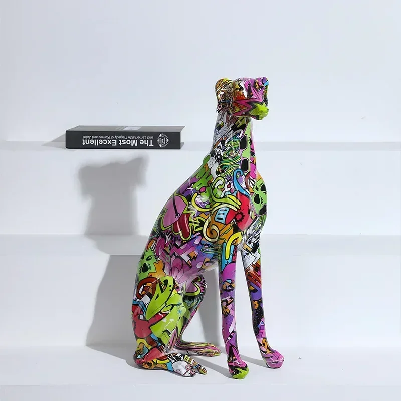 Colorful Art Greyhound Water Transfer Resin Crafts Animal Decoration Modern Welcome Creative Office Decorations Resin Crafts