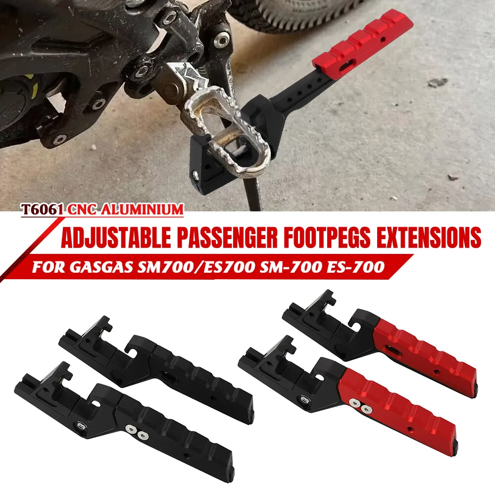 For GasGas SM700/ES700 SM-700 ES-700 Motorcycle CNC Adjustable Passenger Foot Peg Extensions Footpegs Extended Motocross Parts