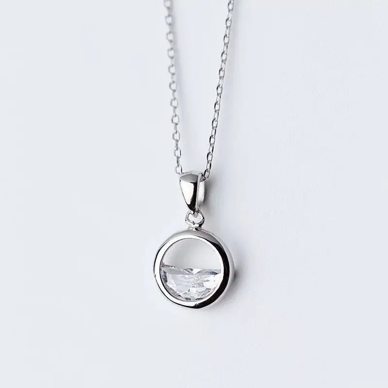 

New Simple Fashion Diamond-accented With A U-shaped Half-circle Geometric 925 Sterling Silver Jewelry Pendant Necklaces XL206