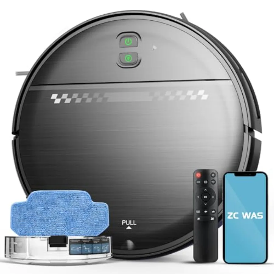 Robot Vacuum and Mop Combo 2-in-1 Robot Vacuum Cleaner 2.87'' Slim Design Wi-Fi/App/Voice Control 3D Obstacle Avoidance and Sel