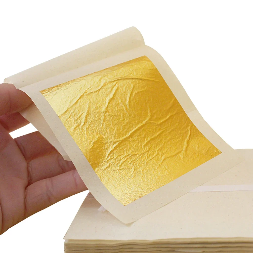 24K Genuine Foil 9.33cm Gold Leaf Gold Foil Sheets DIY Cake Decoration Arts Crafts Paper Homr Real Gold Foil Gilding