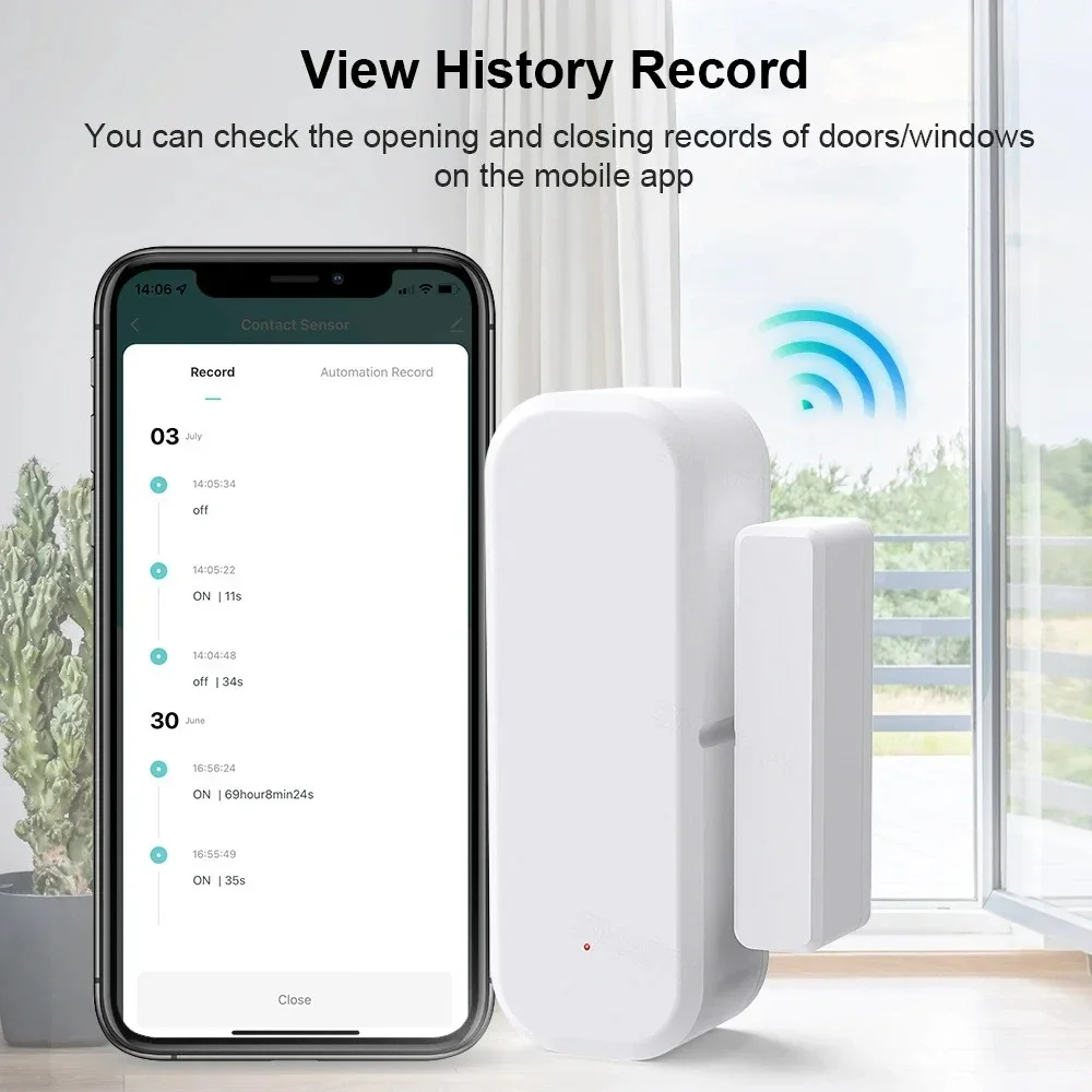 

Умный датчик открытия дверей и окон Tuya Smart Home WiFi, беспроводной детектор безопасности, дистанционное управление, совместимость с приложением Smart Life для домашней безопасности