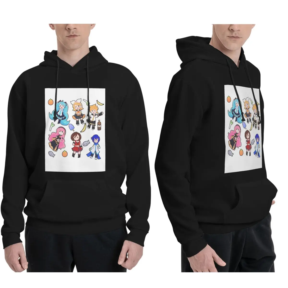 ボーカロイド・チビ・カオス！-ミクのパーカー、メンズ、レディース、カジュアル、プルオーバー、スウェットシャツ、原宿風、長袖、ストリートウェア、秋・冬。
