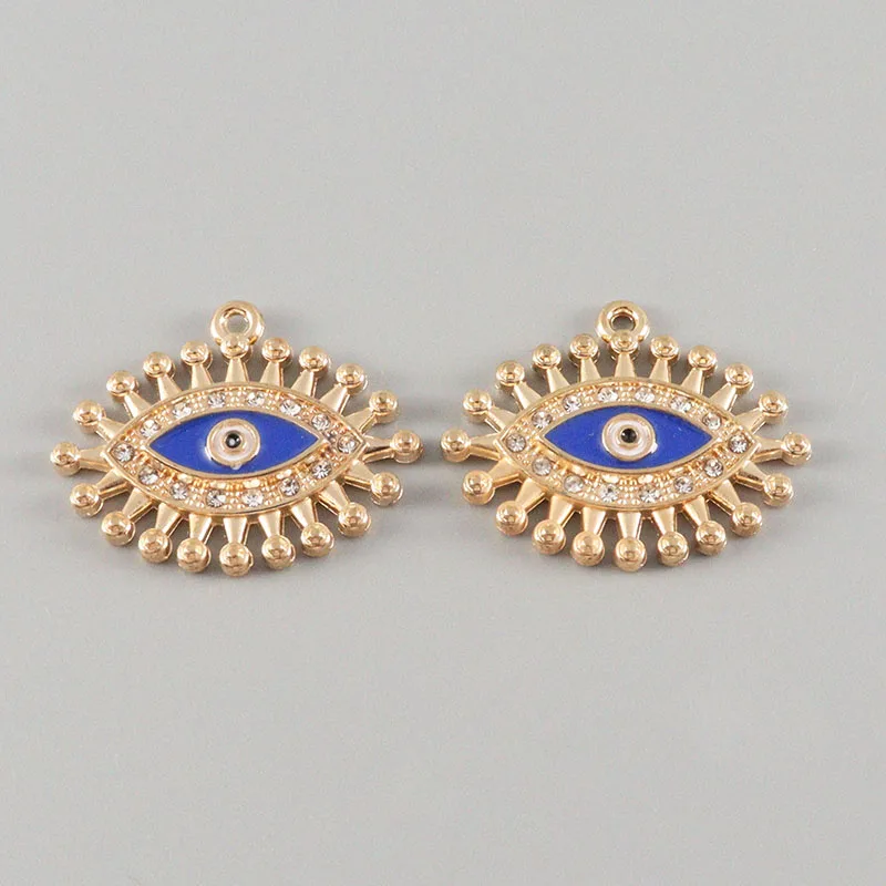 10 Pieces Gold Color Evil Eye Wholesale Bulk Jewelry Findings Charms Pendants for DIY Bracelet Necklace Making Accessories