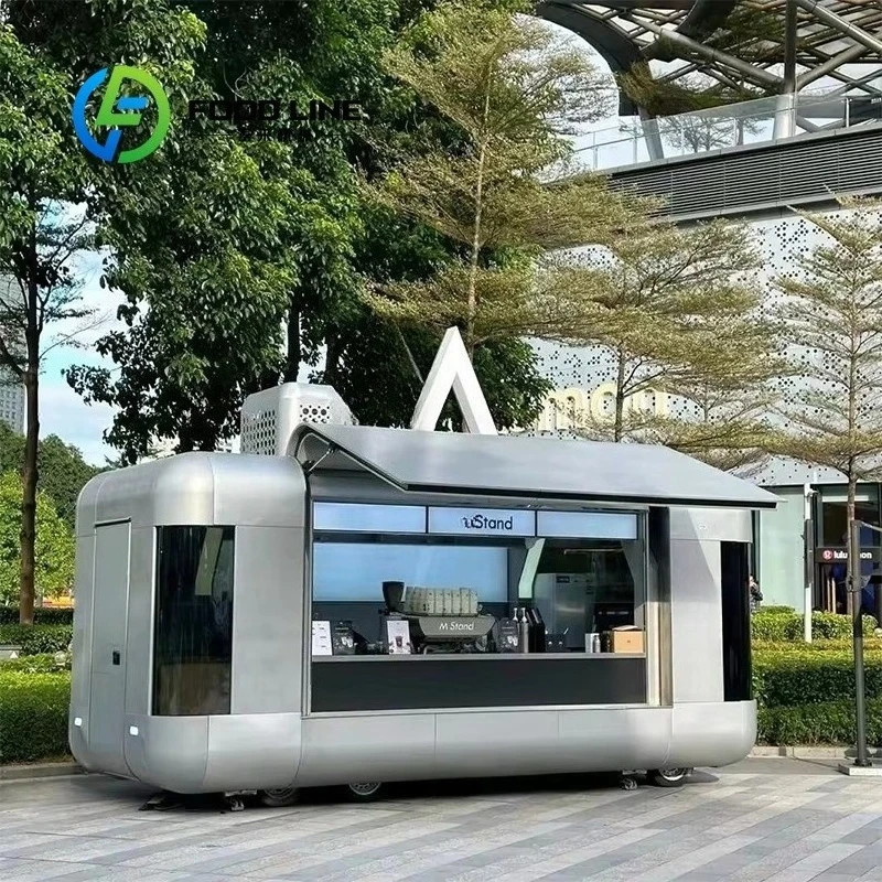 Custom Fashionable Stainless Steel Bakery Food Truck Fully Equipped Multifunction Mobile Snack Bar Cart Hotdogs Pass Inspection