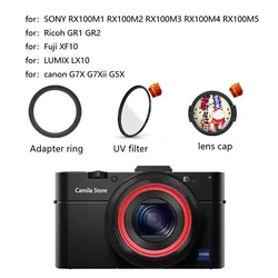 알루미늄 필터 어댑터 링, 소니 RX100 II III IV M1 M2 M3 M4 RX100V RX100M5 시리즈 카메라 액세서리, QX100 렌즈, 40.5mm UV