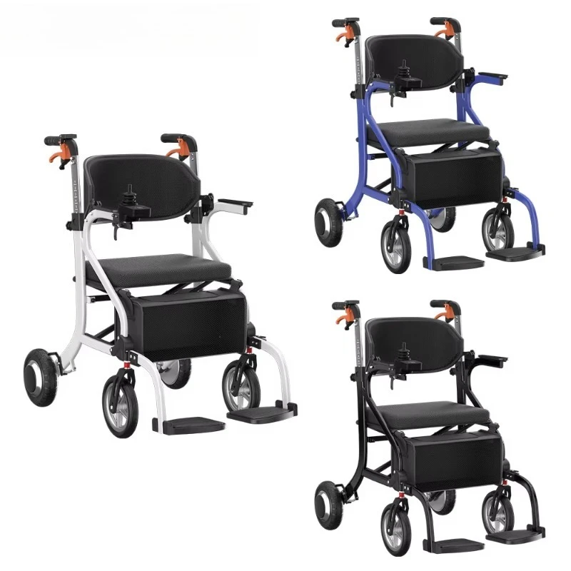 

Mobility Aid Rollator Walker Foldable Lightweight Aluminum Power Electric Wheelchair Removable Battery All Terrain