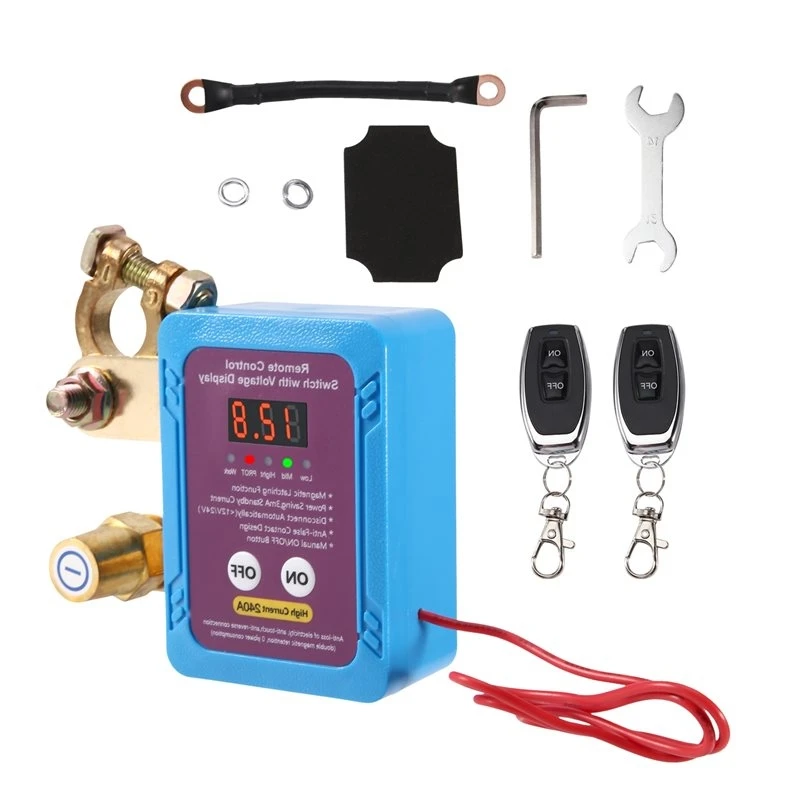 AT92-Remote Controlled Auto Battery Master Switch 240A 12V Kill Switch With Led Voltage Display Battery Disconnect Functionality