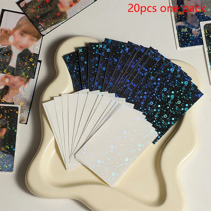 20sheets/pack Laser Glittery Star Card Photocard Sleeves Idol Photo Cards Protective Storage Bag Card Film