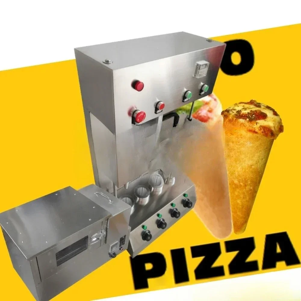 

110V 220V 4 Moulds Ice Cream Pizza Cone Baking Molding Machine Pizza Cono With Rotary Oven Optional