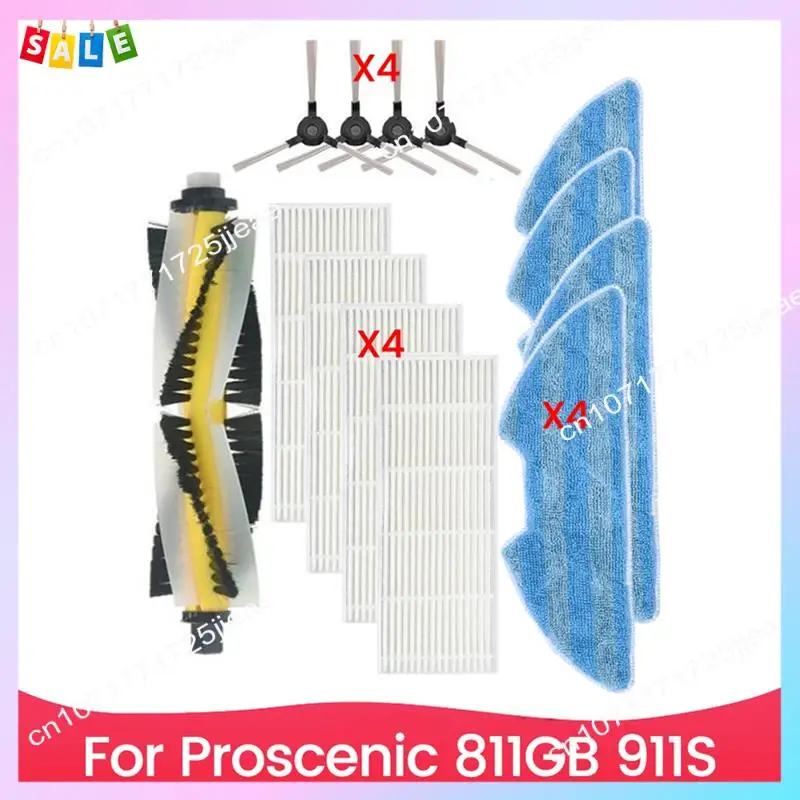 B66C Main Brush HEPA Filter Mop Cloth For Proscenic 811GB 911S Replacement Parts Efficient Household Cleaning Accessories